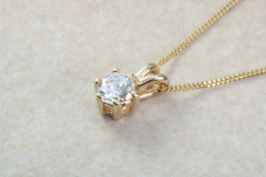 Half carat Diamond solitaire pendant and chain in 18ct yellow gold, Forever One Charles and Colvard Moissanite Diamond
