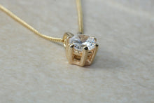 Load image into Gallery viewer, Half carat Diamond solitaire pendant and chain in 18ct yellow gold, Forever One Charles and Colvard Moissanite Diamond
