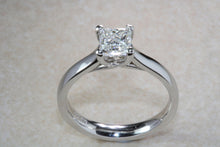 Load image into Gallery viewer, Platinum 1 carat Moissanite Solitaire. 6.00mm Princess Cut Moissanite Diamond Solitaire. Forever Classic Moissanite Ring.DEF Color