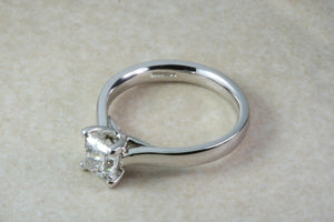 Platinum 1 carat Moissanite Solitaire. 6.00mm Princess Cut Moissanite Diamond Solitaire. Forever Classic Moissanite Ring.DEF Color