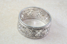 Load image into Gallery viewer, Ladies White Gold Diamond Thumb Ring. 9ct White Diamond Dress Ring. 10mm wide Diamond Ring.Statement.Ideal Present Solution For Any Occasion
