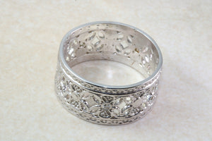 Ladies White Gold Diamond Thumb Ring. 9ct White Diamond Dress Ring. 10mm wide Diamond Ring.Statement.Ideal Present Solution For Any Occasion