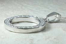 Load image into Gallery viewer, Sterling Silver necklace. C Z set pendant and slinky 16 inch long silver chain.Perfect gift for Christmas,birthday,anniversary or graduation