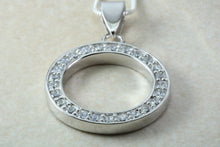 Load image into Gallery viewer, Sterling Silver necklace. C Z set pendant and slinky 16 inch long silver chain.Perfect gift for Christmas,birthday,anniversary or graduation