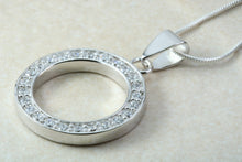 Load image into Gallery viewer, Sterling Silver necklace. C Z set pendant and slinky 16 inch long silver chain.Perfect gift for Christmas,birthday,anniversary or graduation