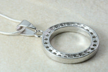 Load image into Gallery viewer, Sterling Silver necklace. C Z set pendant and slinky 16 inch long silver chain.Perfect gift for Christmas,birthday,anniversary or graduation