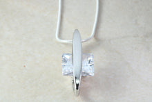 Load image into Gallery viewer, Silver Contemporary necklace. C Z set pendant and 16 inch long silver chain.Perfect gift for Christmas,birthday,anniversary or graduation