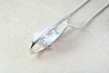 Load image into Gallery viewer, Silver Contemporary necklace. C Z set pendant and 16 inch long silver chain.Perfect gift for Christmas,birthday,anniversary or graduation