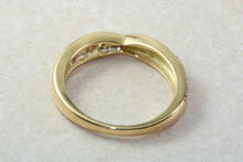 Load image into Gallery viewer, Natural Diamond Cross Over Ring. 18ct Yellow Gold and Round Diamond Set Band. Perfect Gift for any Celebration.