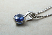Load image into Gallery viewer, Natural Blue Sapphire Pendant Set in 18ct White Gold With Chain. Round 1.29ct Real Sapphire Pendant. September Birthstone,Taurus Zodiac.
