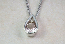 Load image into Gallery viewer, 9ct White Gold Morganite Necklace.Natural Round Morganite Pendant and Chain.Half Carat Real Morganite Gemstone.Perfect 16th,18th,21st Gift
