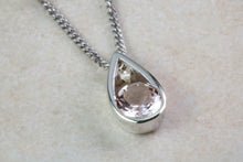 Load image into Gallery viewer, 9ct White Gold Morganite Necklace.Natural Round Morganite Pendant and Chain.Half Carat Real Morganite Gemstone.Perfect 16th,18th,21st Gift