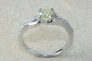Natural Yellow Diamond Ring,Real Yellow 0.40ct Round Brilliant Cut Diamond,Fancy Yellow colour SI Clarity. Engagement Ring,Promise Ring