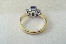 Load image into Gallery viewer, Natural AAA Grade Tanzanite and Diamond Trilogy Ring. 18ct Yellow and White Gold Engagement Ring. Promise Ring.Birthday or Anniversary Gift