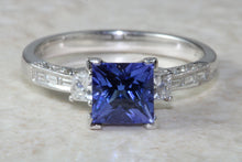Load image into Gallery viewer, Natural AAA Grade Tanzanite and Diamond Ring. 18ct White Gold Engagement Ring. Promise Ring.Perfect Birthday or Anniversary Gift