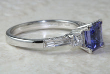 Load image into Gallery viewer, Natural AAA Grade Tanzanite and Diamond Ring. 18ct White Gold Engagement Ring. Promise Ring.Perfect Birthday or Anniversary Gift