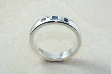 Load image into Gallery viewer, Natural Blue Sapphire Band, Silver Heavy Ring. 3 x Real Blue Square Cut Sapphires. Perfect Birthday,Anniversary,Graduation Gift Idea.