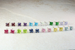 Set of Twelve 9ct Gold Birthstone Stud Ear Rings. Complete set of twelve,from Months January through December Birthstone Studs. Ideal Gift.