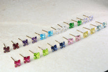 Load image into Gallery viewer, Set of Twelve 9ct Gold Birthstone Stud Ear Rings. Complete set of twelve,from Months January through December Birthstone Studs. Ideal Gift.