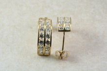 Load image into Gallery viewer, 9ct Gold 2 Row Half Hoop C Z Ear Rings, Christmas Ear Rings,Festive Gold Ear Rings.Ideal Christmas,Birthday,Anniversary or Graduation Gift.