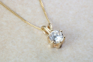 Half carat Diamond solitaire pendant and chain in 18ct yellow gold, Forever One Charles and Colvard Moissanite Diamond