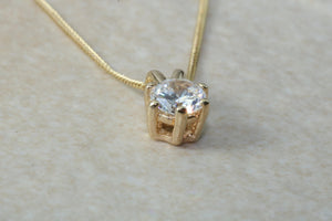 Half carat Diamond solitaire pendant and chain in 18ct yellow gold, Forever One Charles and Colvard Moissanite Diamond