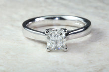 Load image into Gallery viewer, Platinum 1 carat Moissanite Solitaire. 6.00mm Princess Cut Moissanite Diamond Solitaire. Forever Classic Moissanite Ring.DEF Color