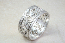 Load image into Gallery viewer, Ladies White Gold Diamond Thumb Ring. 9ct White Diamond Dress Ring. 10mm wide Diamond Ring.Statement.Ideal Present Solution For Any Occasion