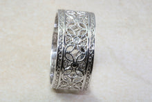 Load image into Gallery viewer, Ladies White Gold Diamond Thumb Ring. 9ct White Diamond Dress Ring. 10mm wide Diamond Ring.Statement.Ideal Present Solution For Any Occasion