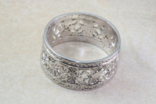 Load image into Gallery viewer, Ladies White Gold Diamond Thumb Ring. 9ct White Diamond Dress Ring. 10mm wide Diamond Ring.Statement.Ideal Present Solution For Any Occasion