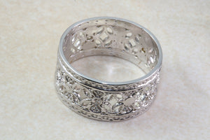 Ladies White Gold Diamond Thumb Ring. 9ct White Diamond Dress Ring. 10mm wide Diamond Ring.Statement.Ideal Present Solution For Any Occasion