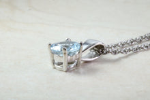 Load image into Gallery viewer, Natural Aquamarine Solitaire Pendant Set in 18ct White Gold With Chain. Round 0.85ct Real Aquamarine Pendant.March Birthstone,Scorpio Zodiac