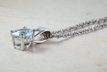 Load image into Gallery viewer, Natural Aquamarine Solitaire Pendant Set in 18ct White Gold With Chain. Round 0.85ct Real Aquamarine Pendant.March Birthstone,Scorpio Zodiac