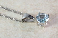 Load image into Gallery viewer, Natural Aquamarine Solitaire Pendant Set in 18ct White Gold With Chain. Round 0.85ct Real Aquamarine Pendant.March Birthstone,Scorpio Zodiac