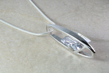 Load image into Gallery viewer, Silver Contemporary necklace. C Z set pendant and 16 inch long silver chain.Perfect gift for Christmas,birthday,anniversary or graduation