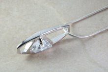 Load image into Gallery viewer, Silver Contemporary necklace. C Z set pendant and 16 inch long silver chain.Perfect gift for Christmas,birthday,anniversary or graduation