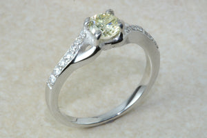 Natural Yellow Diamond Ring,Real Yellow 0.40ct Round Brilliant Cut Diamond,Fancy Yellow colour SI Clarity. Engagement Ring,Promise Ring