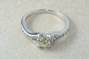 Natural Yellow Diamond Ring,Real Yellow 0.40ct Round Brilliant Cut Diamond,Fancy Yellow colour SI Clarity. Engagement Ring,Promise Ring