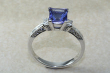 Load image into Gallery viewer, Natural AAA Grade Tanzanite and Diamond Ring. 18ct White Gold Engagement Ring. Promise Ring.Perfect Birthday or Anniversary Gift
