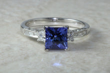 Load image into Gallery viewer, Natural AAA Grade Tanzanite and Diamond Ring. 18ct White Gold Engagement Ring. Promise Ring.Perfect Birthday or Anniversary Gift
