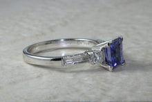 Load image into Gallery viewer, Natural AAA Grade Tanzanite and Diamond Ring. 18ct White Gold Engagement Ring. Promise Ring.Perfect Birthday or Anniversary Gift