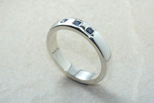 Load image into Gallery viewer, Natural Blue Sapphire Band, Silver Heavy Ring. 3 x Real Blue Square Cut Sapphires. Perfect Birthday,Anniversary,Graduation Gift Idea.