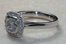Load image into Gallery viewer, Platinum Natural Diamond Engagement ring,GIA Cert middle Diamond 0.51ct D VS2 grade, outer Diamonds 0.32ct. Square Cushion cut Centre Diamd