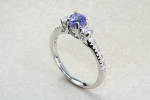 Natural AAA Grade Tanzanite and Diamond Ring. 18ct White Gold Engagement Ring. Promise Ring.Perfect Birthday or Anniversary Gift