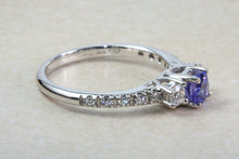 Load image into Gallery viewer, Natural AAA Grade Tanzanite and Diamond Ring. 18ct White Gold Engagement Ring. Promise Ring.Perfect Birthday or Anniversary Gift