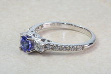 Load image into Gallery viewer, Natural AAA Grade Tanzanite and Diamond Ring. 18ct White Gold Engagement Ring. Promise Ring.Perfect Birthday or Anniversary Gift