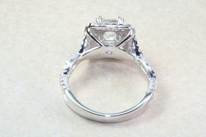 Platinum Natural Diamond Engagement ring,GIA Cert middle Diamond 1.01ct F SI 1 grade, outer Diamonds 0.69ct. Square Princess cut Centre Diam
