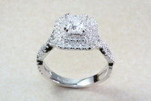 Load image into Gallery viewer, Platinum Natural Diamond Engagement ring,GIA Cert middle Diamond 1.01ct F SI 1 grade, outer Diamonds 0.69ct. Square Princess cut Centre Diam