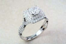 Load image into Gallery viewer, Platinum Natural Diamond Engagement ring,GIA Cert middle Diamond 1.01ct F SI 1 grade, outer Diamonds 0.69ct. Square Princess cut Centre Diam