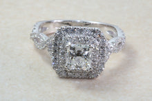 Load image into Gallery viewer, Platinum Natural Diamond Engagement ring,GIA Cert middle Diamond 1.01ct F SI 1 grade, outer Diamonds 0.69ct. Square Princess cut Centre Diam
